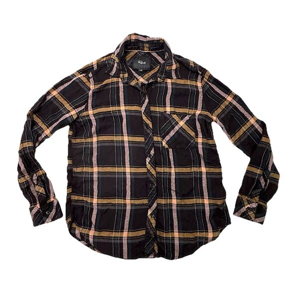 Rails Hunter Plaid Shirt Midnight Teal Mustard Size XS Long Sleeve Button Down - Picture 2 of 12